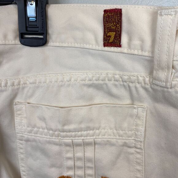 7 For‎ All Mankind Jeans Women's 31 White U112068U-068U Made In USA Embroidered - Picture 5 of 12